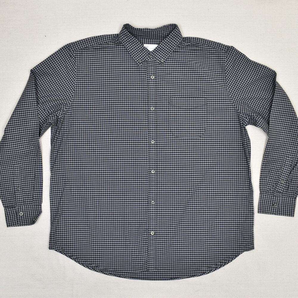 Gap Men Button Down Shirt Plaid Long Sleeve Cotton Black Size 2XL Standard Fit
